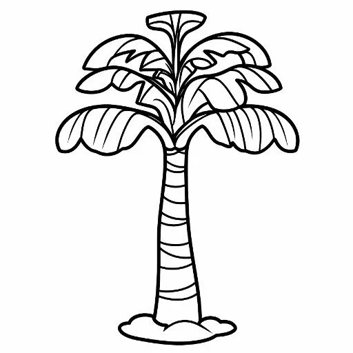 Palm tree, cartoon style — free printable coloring page