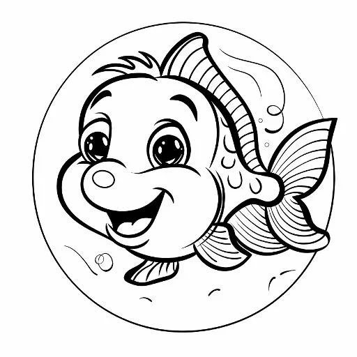 Cute cartoon small fish, cartoon style — cartoon style — beginner-friendly — line art coloring page — for toddlers and preschoolers