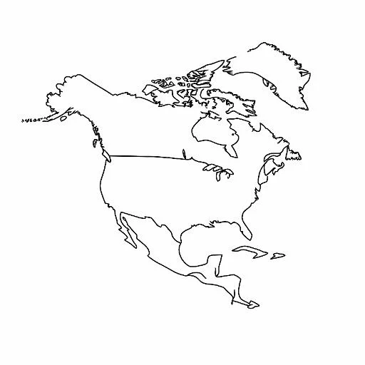 North america continent map, minimalist line art — beginner-friendly — line art coloring page — for kids and adults of all ages