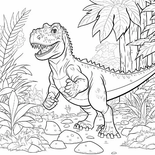 Cute t-rex dinosaur, cartoon style — free printable coloring page