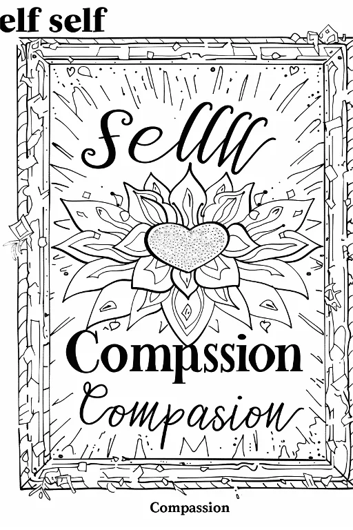 Lotus-like flower with dotted heart center, decorative cracked border — free printable healing coloring book page